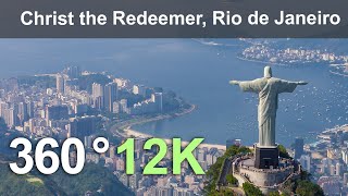 Christ the Redeemer. The Icon of Rio de Janeiro. Brazil. Aerial 360 video in 12K