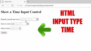 Web designing ! Lec 83 HTML Input Type Time Example