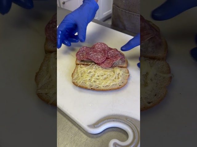 Grilled Salami & Swiss on Rye class=