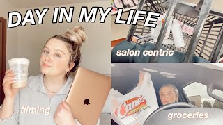 day in my life 2021 | salon centric, grocery run, filming, + more