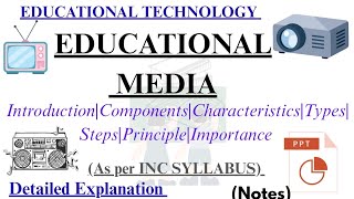 Media|Educational Media|Purpose|Principles|Types of Media|Hindi Lecture with Notes