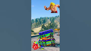 Mixed Color Buses Tower Fall Explode & Crash - BeamNG Drive #Youtubeshorts