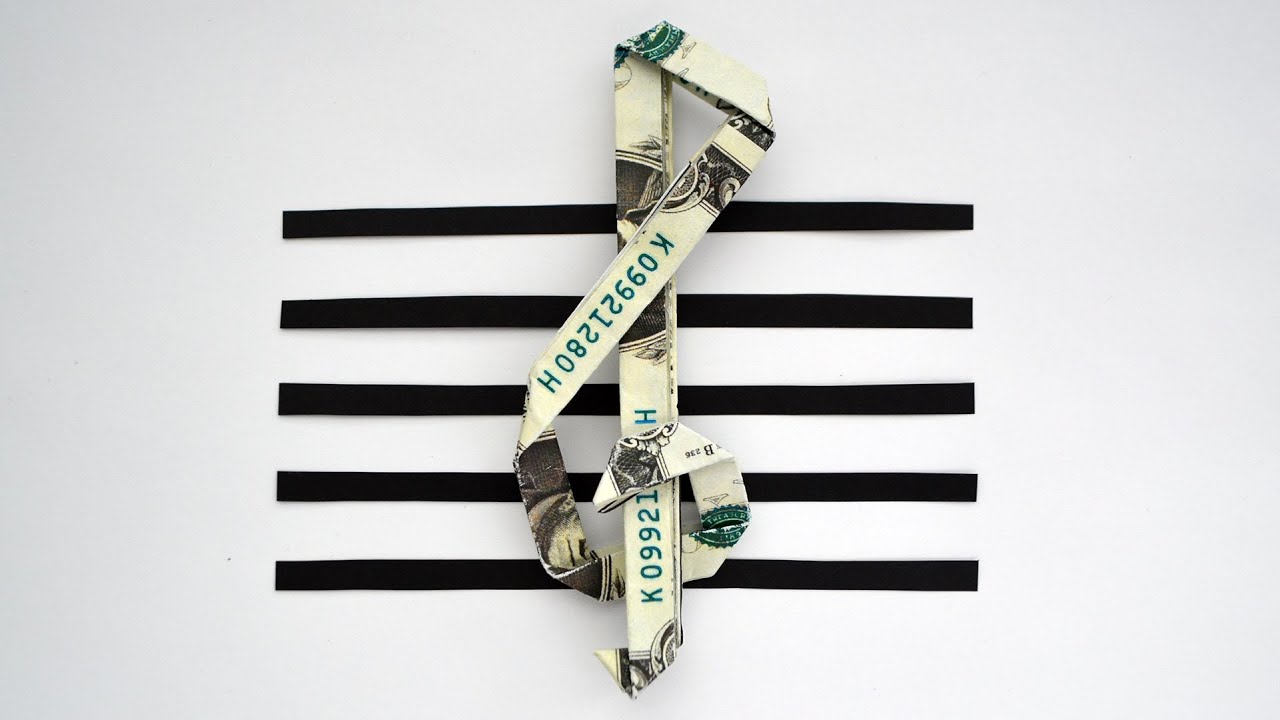 MONEY TREBLE CLEF | Music Dollar Origami | Tutorial DIY (the designer is  NProkuda)