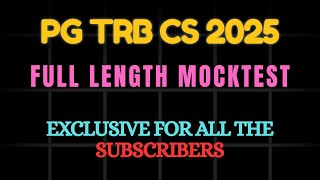 🔥 PG TRB Computer Science 2025 – Full Length Mock Test | All Units | Real Exam Pattern