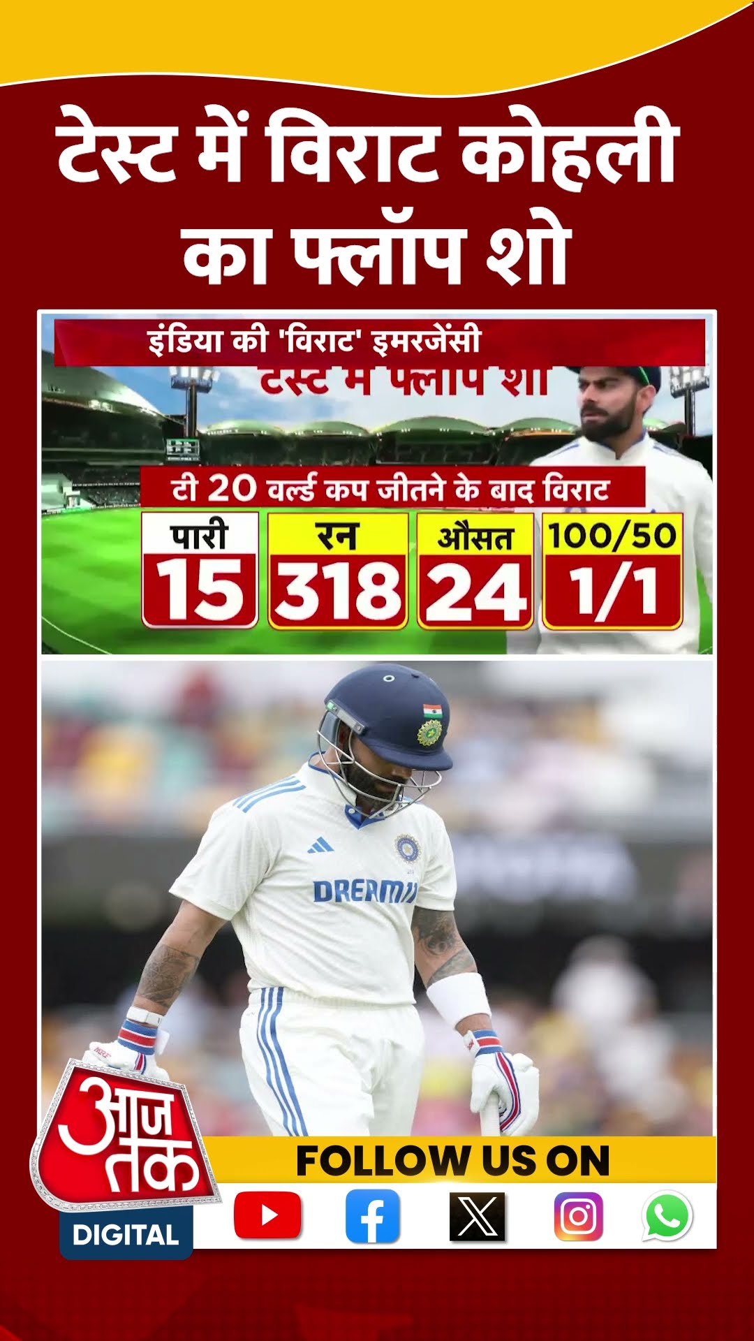 Test में Virat Kohli का फ्लॉप शो #shorts #viral #shortvideo #indiavsaustralia #brisbanetest #virat