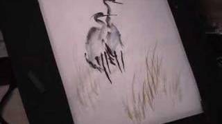 Autumn Water - Heron And Cattails