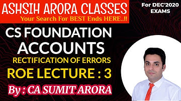 CS-FOUNDATION LIVE REVISION BATCH | ACCOUNTS | ROE CLASS 3 | CA SUMIT ARORA