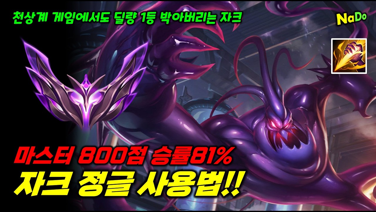 마스터 800점 승률81% 자크 정글 사용법!! 챌린저 게임에서도 딜량 1위