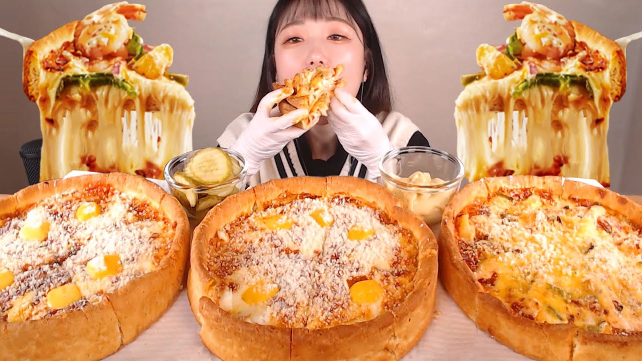 치즈폭포? 단호박 시카고피자 쉬림프피자 피자먹방 :) Pizza mukbang