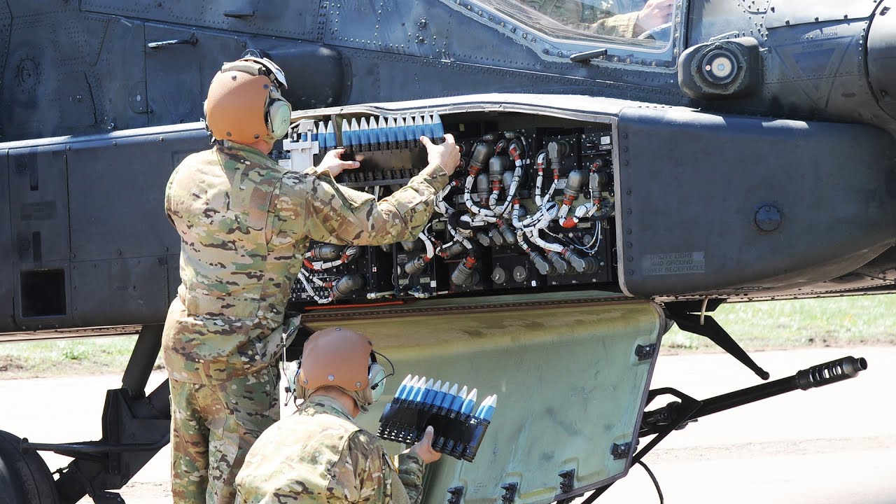 ⁣AH-64E Apache Guardian in Action! Maintenance & Gunnery
