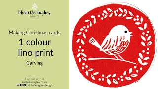 Carving lino blocks for Christmas cards - Xmas 18