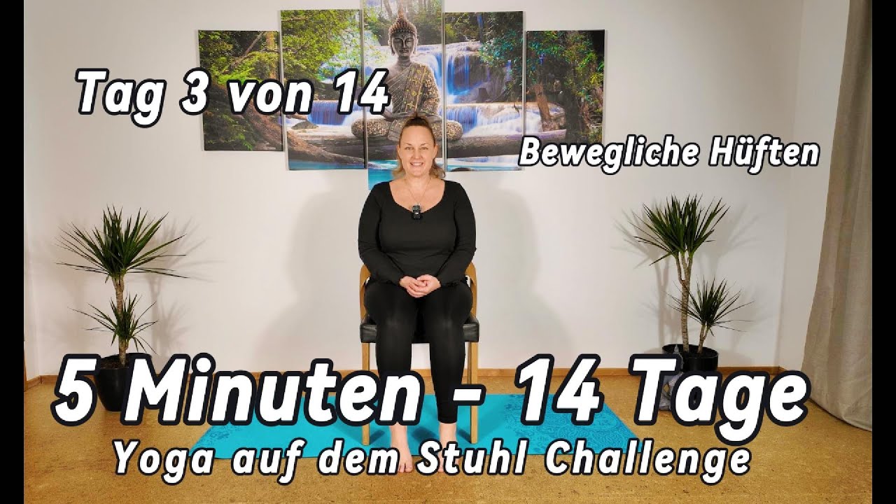 Yoga auf dem Stuhl - Hüftmobilität - Tag 3 - 5 Minuten  14 Tage Challenge  #sanftesyoga