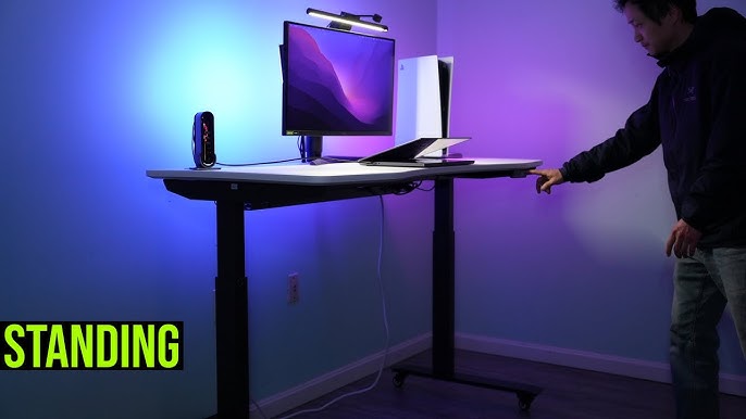 Rise Up Glass Standing Desk tempered glass computer desk sit stand up –  UncagedErgonomics