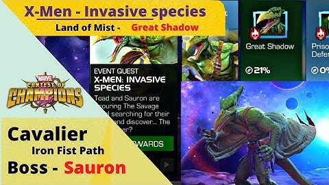 X-men - Invasive species mcoc | EQ 3.1 (Great shadow)| cavalier | easy path completion| sauron boss