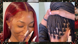 🎀🎄 SLAYED BRAIDED STYLES &amp; FRONTAL INSTALL COMPILATION🎄🎀 | BeautyExclusive | Compilationmas Day 2