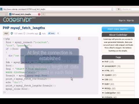PHP Tutorial : PHP mysql_fetch_lengths