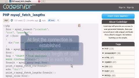 PHP Tutorial : PHP mysql_fetch_lengths