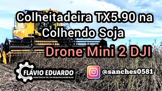 TX5.90 - Colheitadeira TX5.90 Colhendo Soja, filmagem com Drone Mini 2 DJI