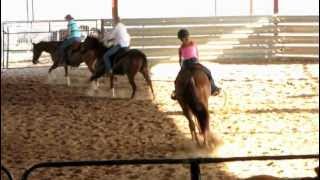Boonlight Bandit - 6/20/12 sorting practice, youth rider - lope off left, stop - Valley View Ranch
