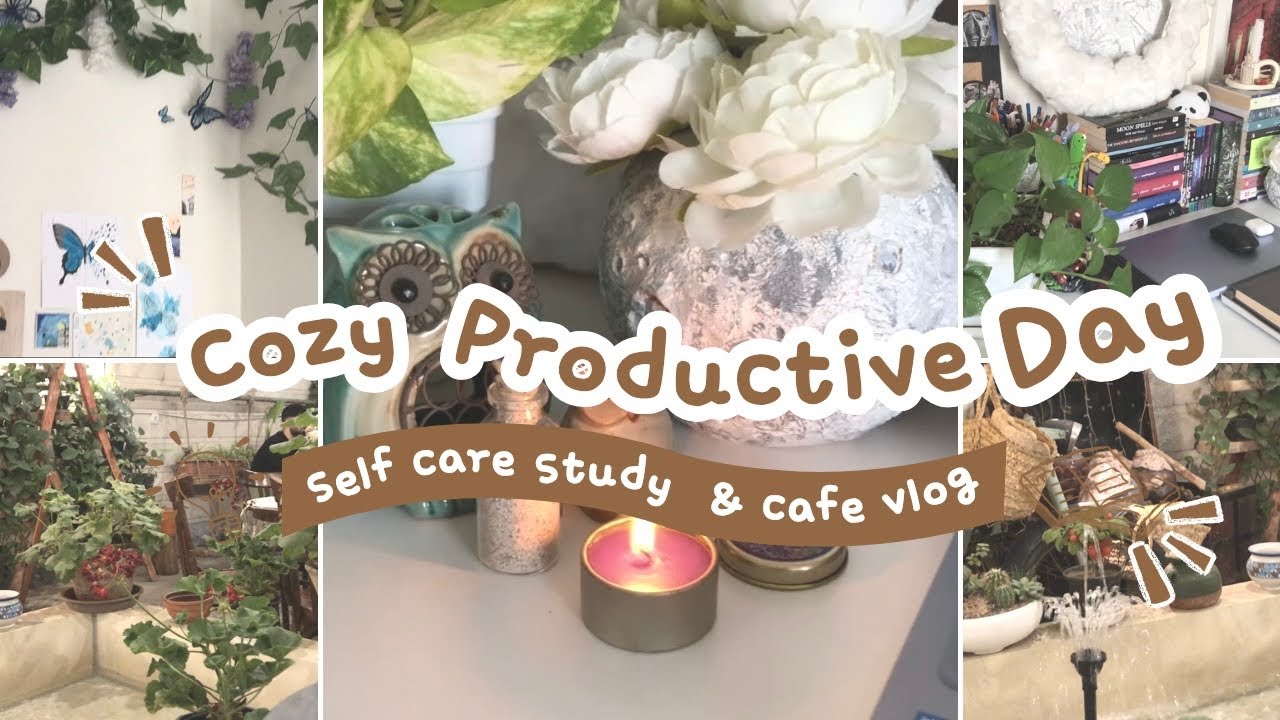 Productive Day in My Life as a Student 📚| Self Care & Cozy Cafe Vlog 🍵🎀 ˚⋆｡˚