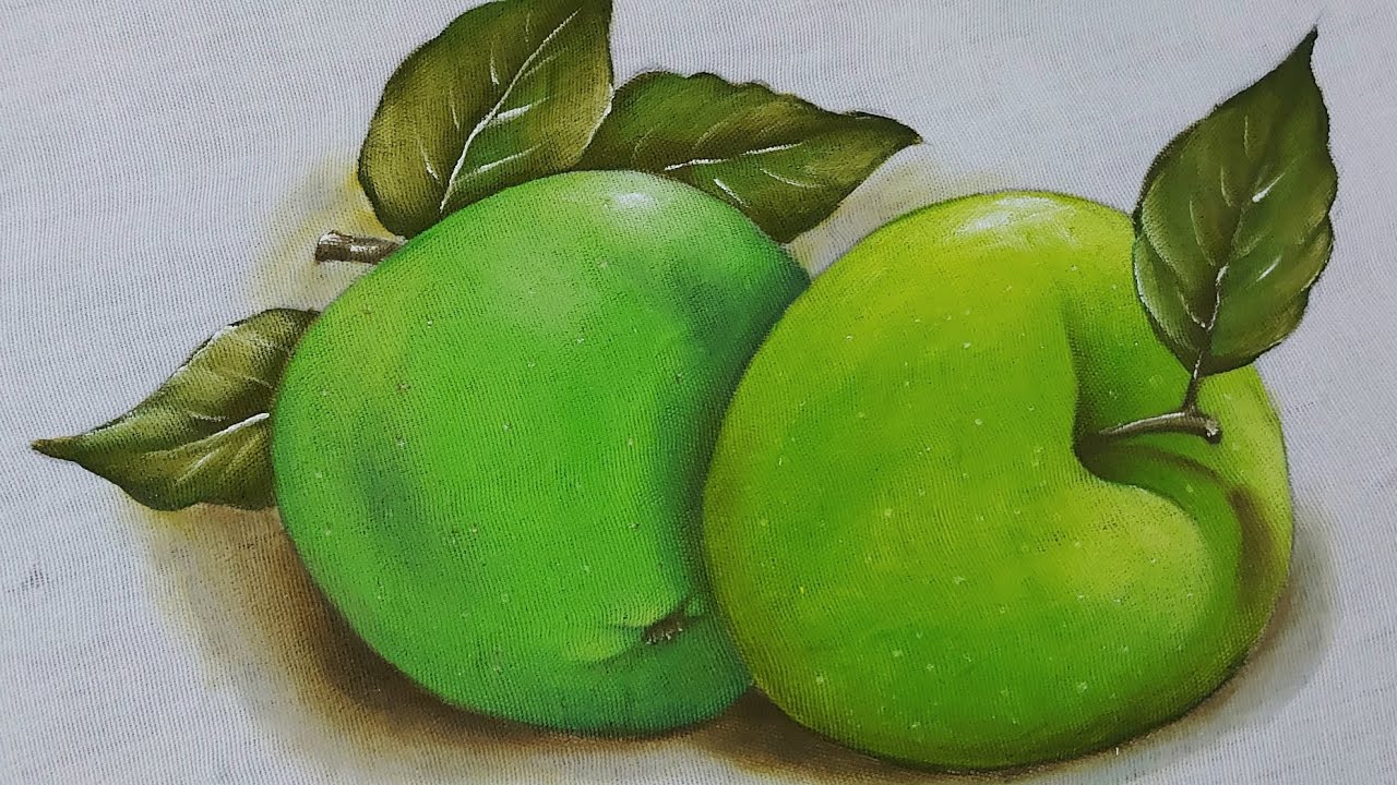 Pintura de maçãs verde