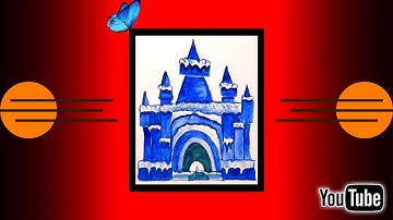 How to draw ice castle 🏰 // Easy castle drawing -step by step // castle drawing tutorial.