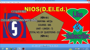 SWAYAM MCQ, COURSE -505, UNIT -1, WEEK - 7 (IN ODIA)