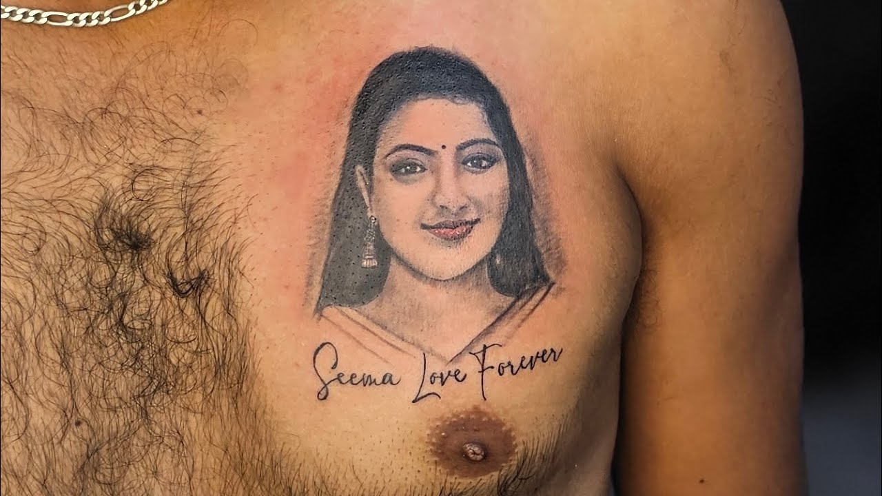  WIFE PORTRAIT TATTOO | PORTRAIT TATTOO ON CHEST SHYAM RAJPUT TATTOO ...
