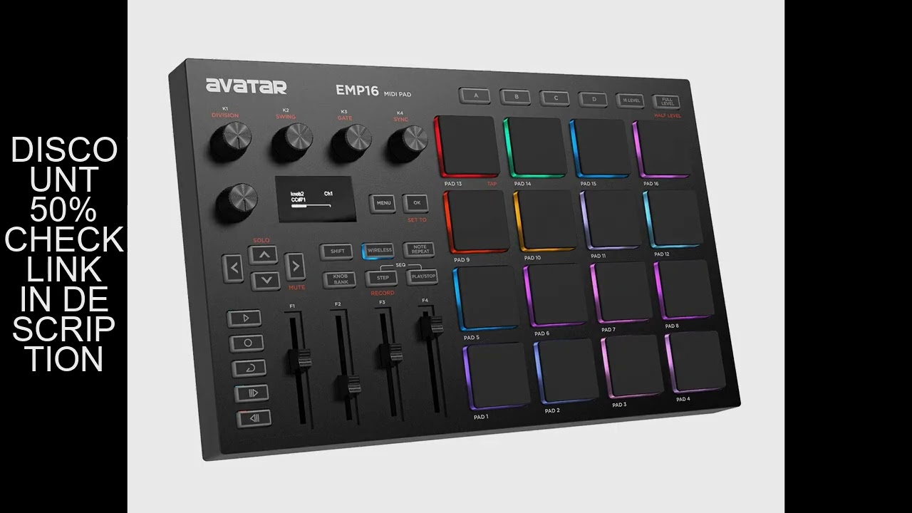 EMP16 MIDI Pad Controller Beat Maker Machine With Bluetooth, 16 RGB Velocity Sensitive Beat Pads, 16