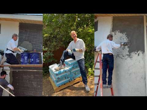 New stucco over a removed chimney.  Quikrete GreenCore stucco.