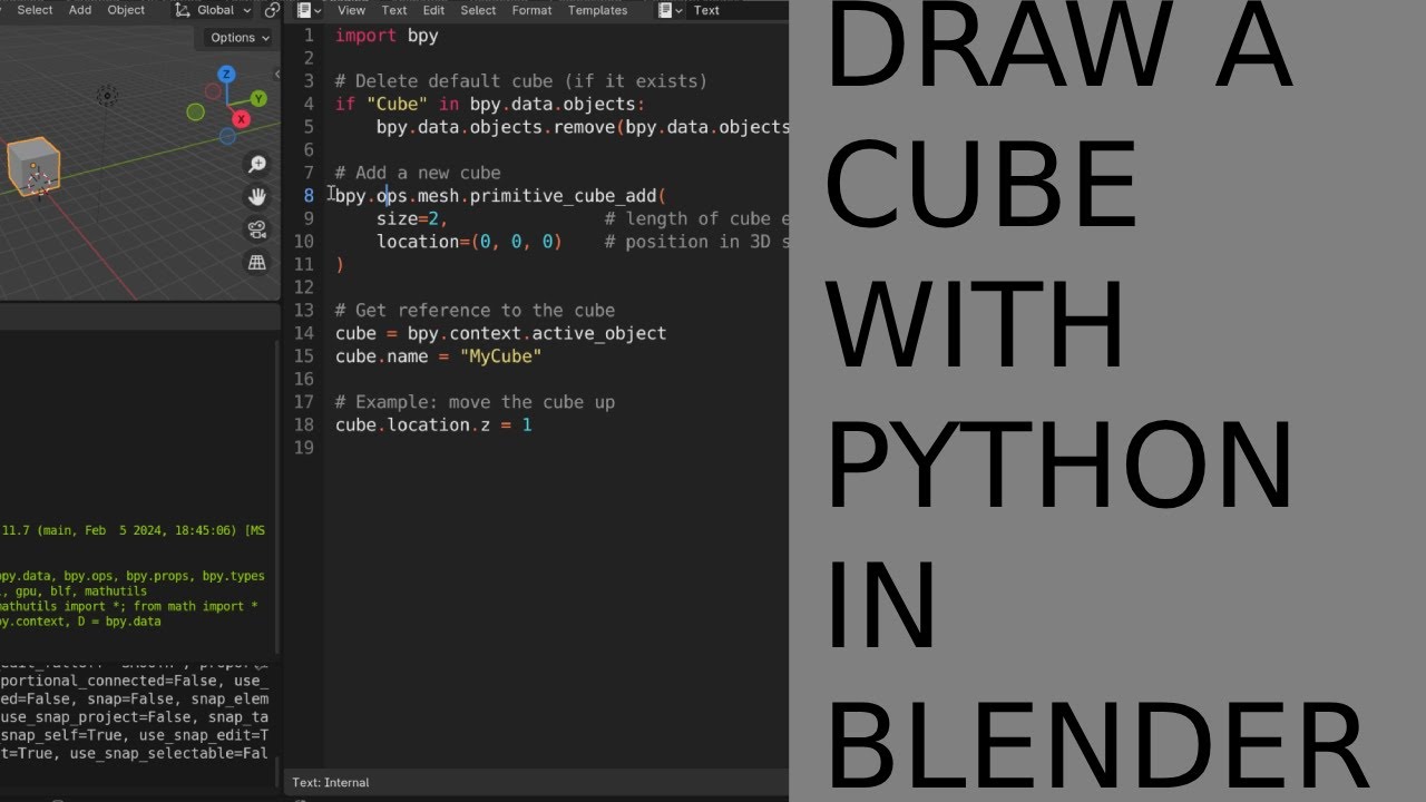 How to create a cube using chatgpt and python in blender - YouTube