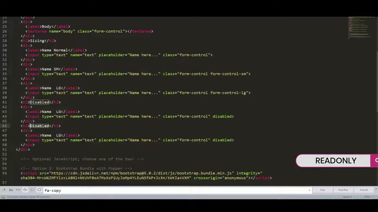 Bootstrap 5 Course - Chapter 3 - Forms Control - Sizing - Disabled - Color - in UrduHindi