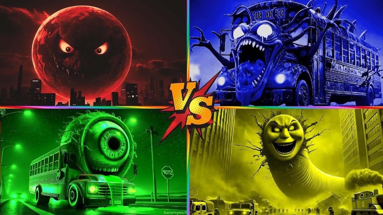 🚀THOMAS TRAIN🆚EATER HEAD SCHOOL BUS🆚ONE-EYED SCHOOL BUS🆚LUNAR MOON
