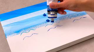 Easiest way to paint sea waves / Acrylic painting techniques