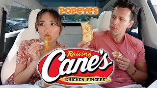 Trying Raising Cane's for the first time (and Popeyes)  | YB vs. FOOD