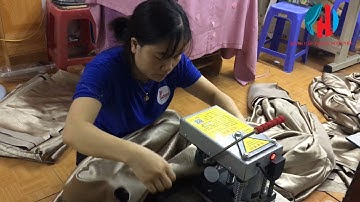 Hướng dẫn chia Rèm ô rê bằng-máy-nhanh-nhất, Cách may rèm xỏ khoen