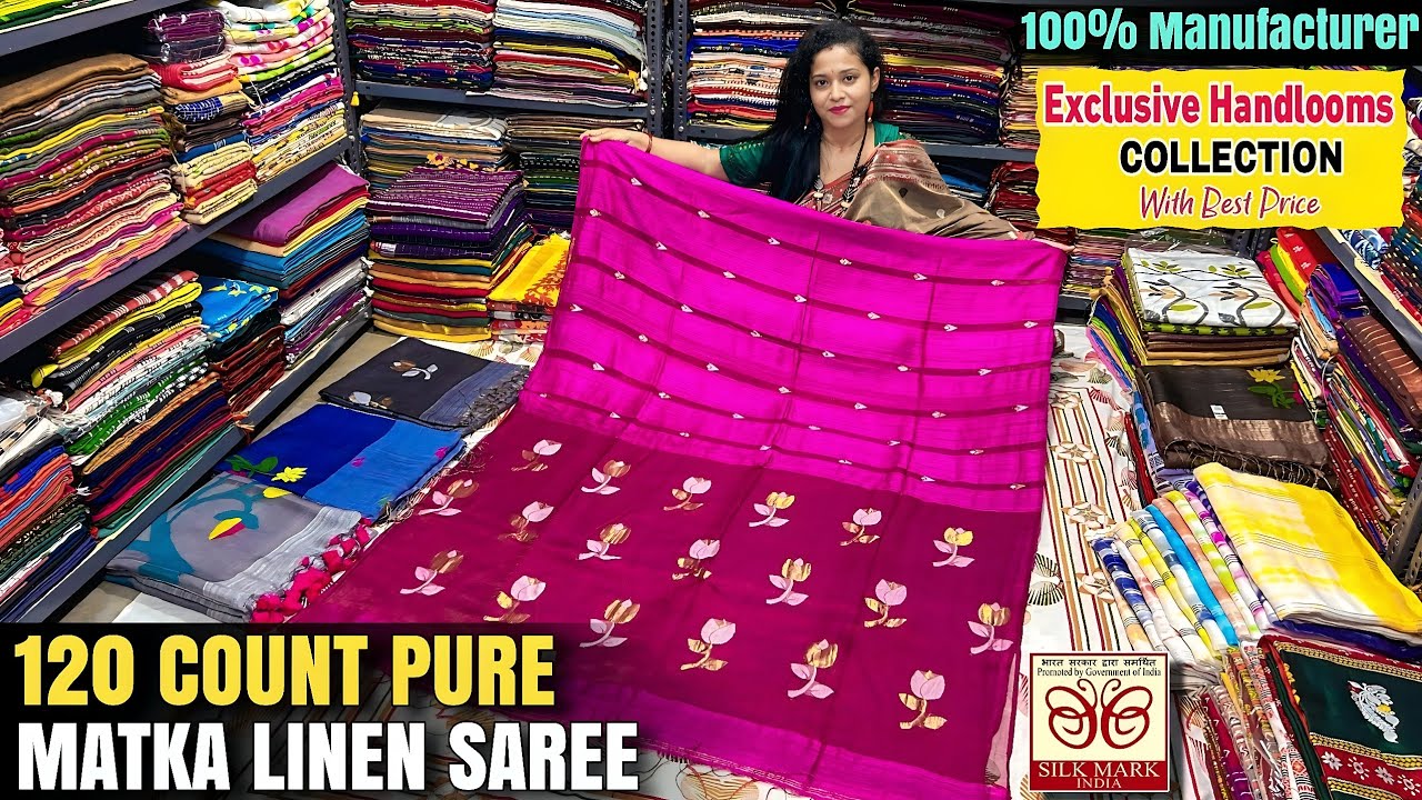 Authentic 100% Pure Matk Linen/ Silk Linen/ Khadi Cotton/ Mercerised Cotton/Mul Cotton Saree Weaver