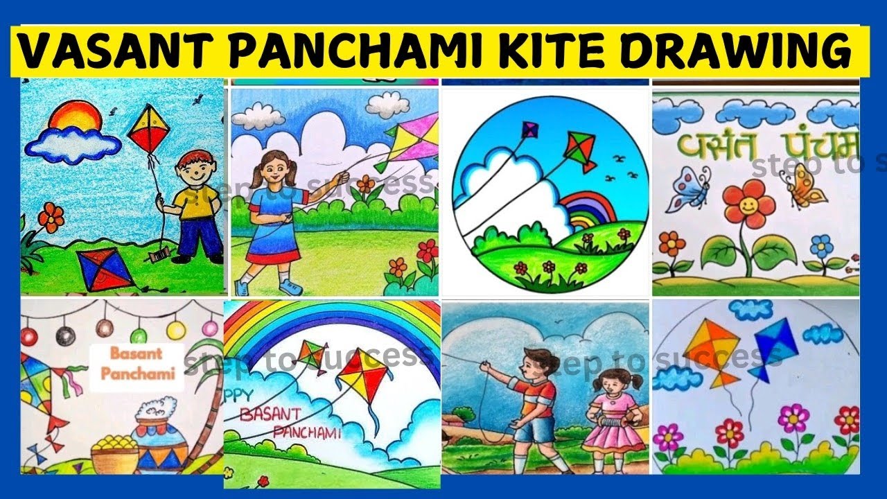 Vasant Panchami kite Drawing Idea/ Basant Panchami Kite posters/Vasant ...