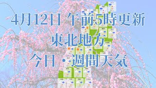 2023年04月12日(水) 全国・東北地方 今日・週間天気予報 (午前5時動画更新 気象庁発表データ)07 TOUHOKU 2023041205