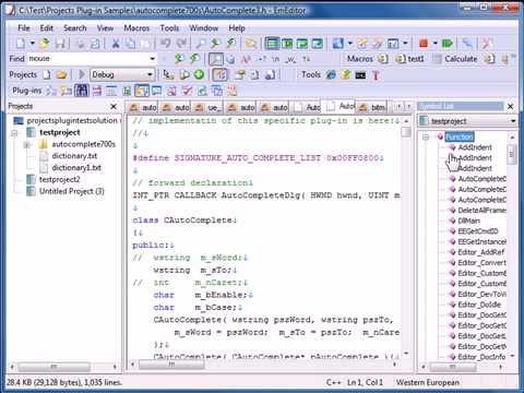 EmEditor Text Editor Projects Plug-in Extended Tutorial Feature - YouTube