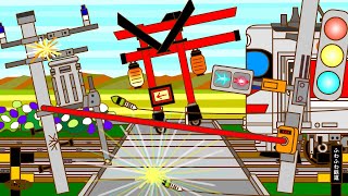 これもふみきり　Various Railroad Crossing and train.　railway level crossover 踏切　踏み切り　電車　でんしゃ　ふみきり　アニメ　列車