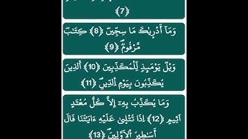 مع حفظ القرآن : [ سورة المطففين / الآيات : ( 7 _ 13 ) ، برواية ورش عن نافع ] ، بصوت القارئ الحصري .