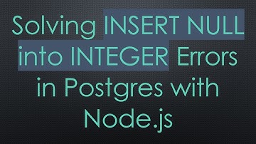 Solving INSERT NULL into INTEGER Errors in Postgres with Node.js