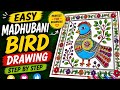 Easy Madhubani Bird drawing | Step by Step#how to draw madhubani 🖌️🎨