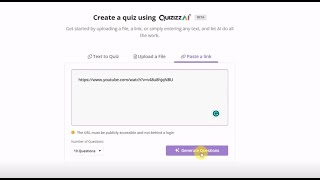 Turn YouTube Video into a Quizizz quiz in seconds using AI