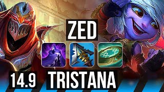 ZED vs TRISTANA (MID) | Quadra, 700+ games, Dominating | NA Grandmaster | 14.9