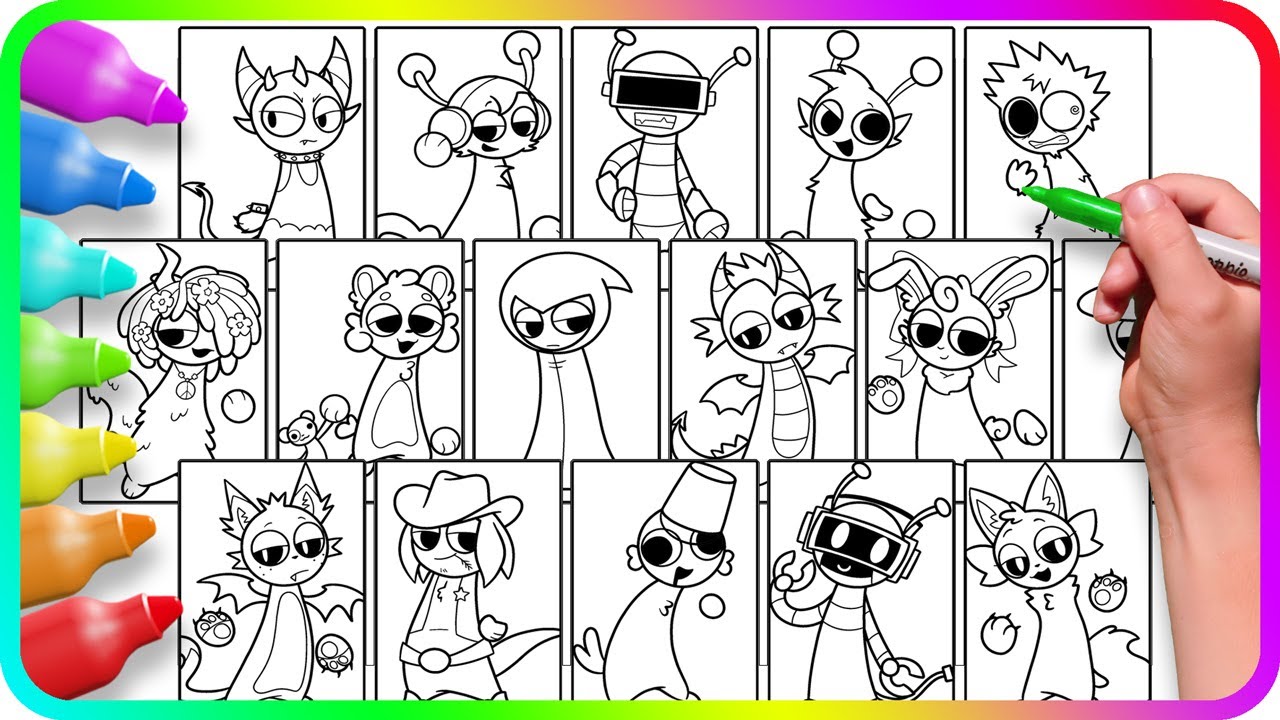 Incredibox SPRUNKI Coloring Pages - Cardboard v7 / Satisfying Coloring SPRUNKI characters