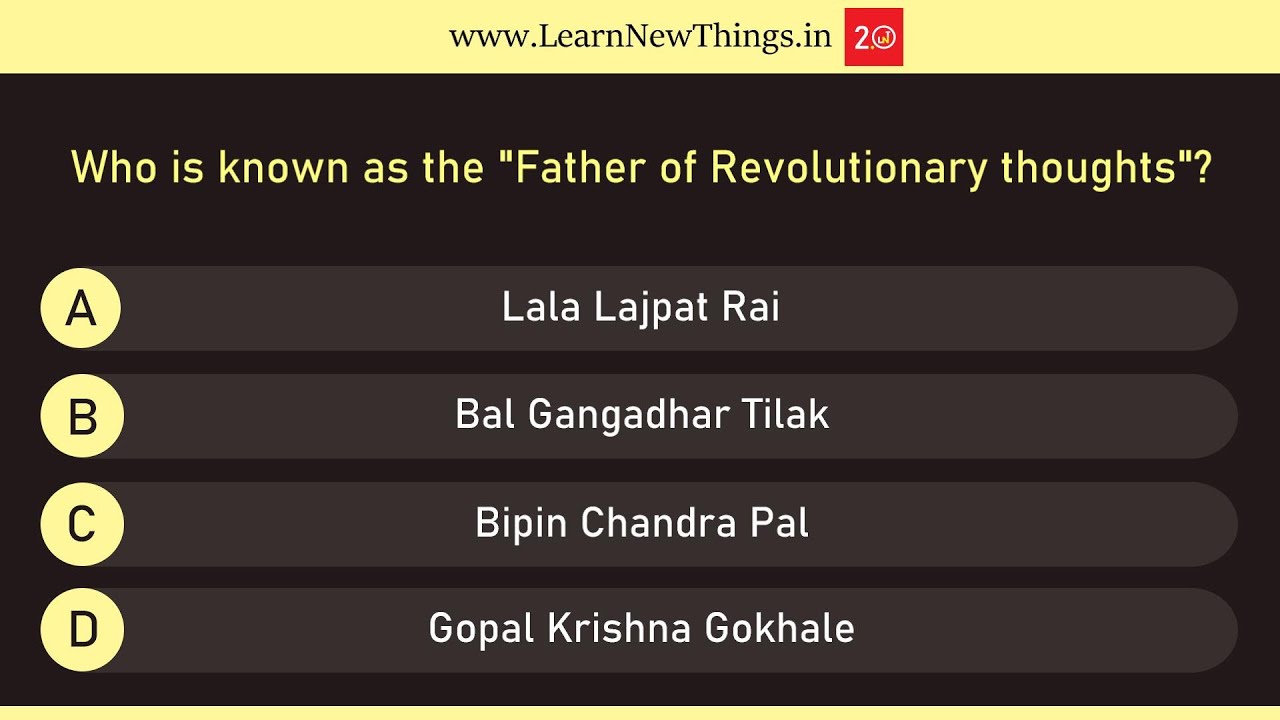 Nicknames of Indian Freedom Fighters - Quiz | 15 Questions | India ...