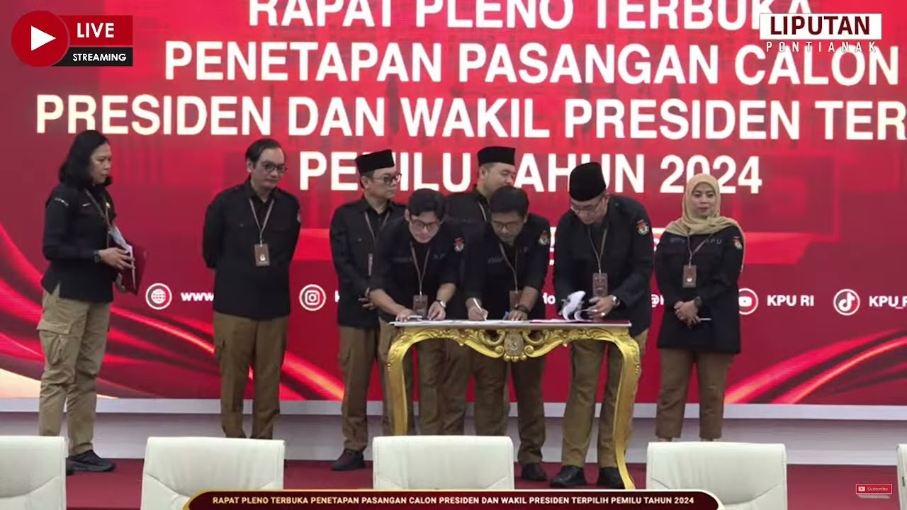 LIVE! PENETAPAN PASANGAN CALON PRESIDEN DAN WAKIL PRESIDEN TERPILIH PEMILU TAHUN 2024