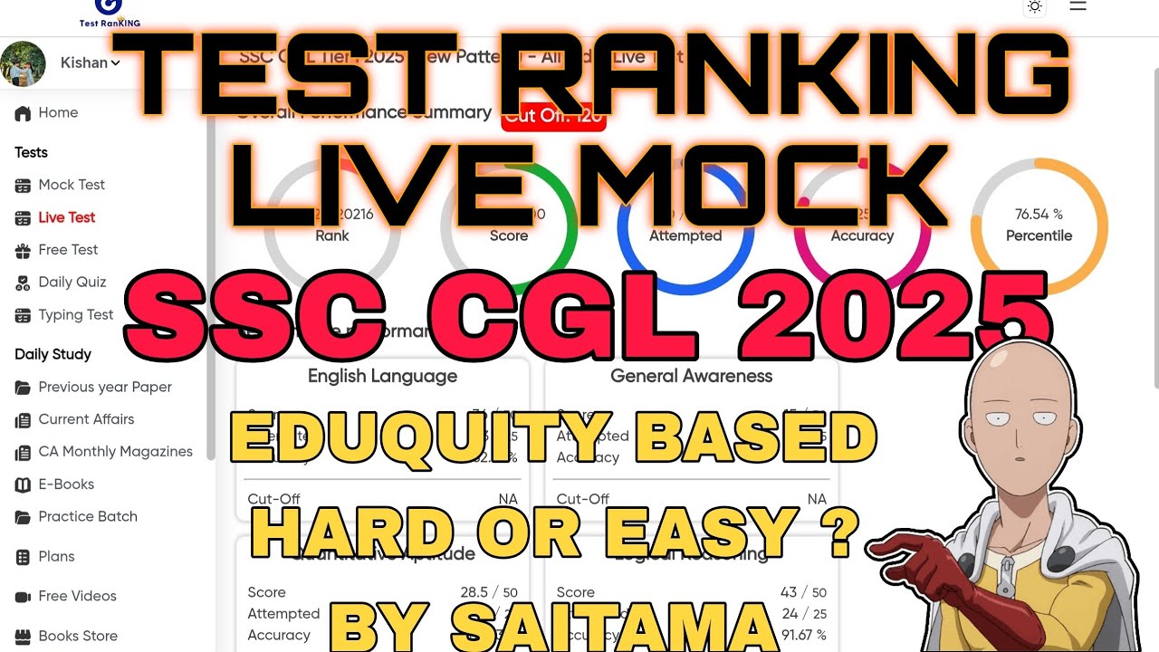 Test Ranking Ssc TEST RANKING LIVE MOCK | 23-24 AUGUST | SSC CGL 2025 #ssc #cgl #mts # ...